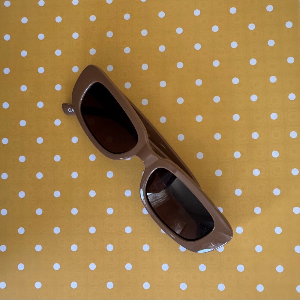 Modern Brown Rectangular Sunglasses With Amber Le… - image 8